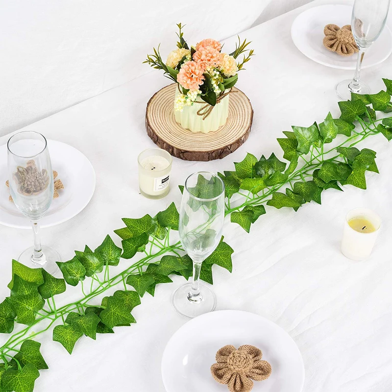 الاصطناعي الأخضر اللبلاب ورقة الروطان الزاحف يترك الكرمة معلقة جارلاند DIY بها بنفسك وهمية الزهور النباتات لحديقة حفل زفاف ديكور المنزل #5