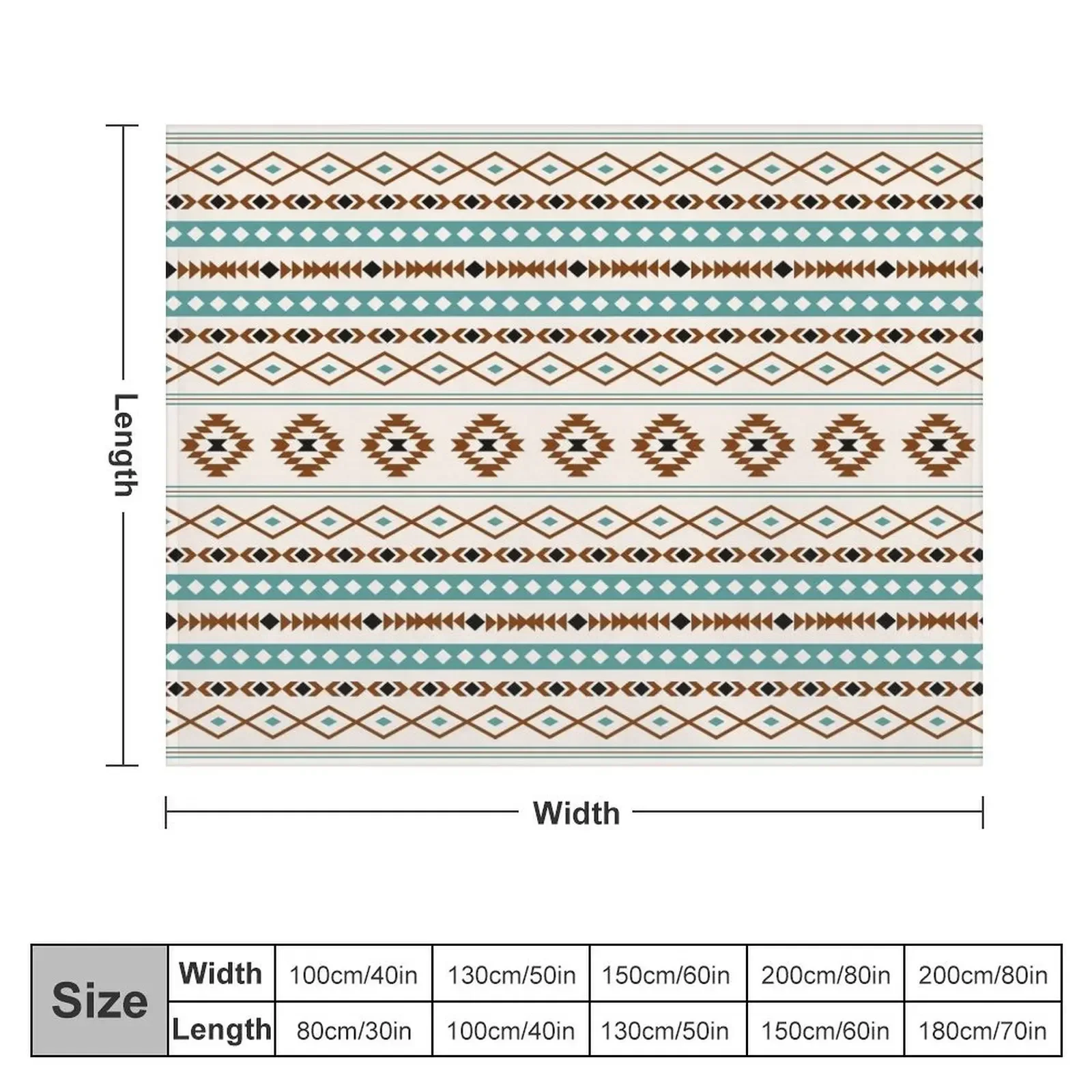 Aztec Teal Terracotta Black Cream Mixed Pattern Throw Blanket Heavy Plush Multi-Purpose Quilt Blankets