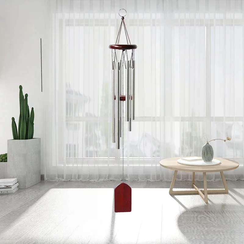 Classic 26 Inch Aluminum Pipe Wind Chimes With Wooden Hanging Tag Farmhouses Terraces Gardens Balcony Corridor Decoration