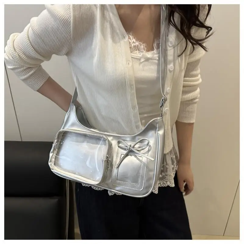 Y2k Harajuku Schultertasche für Damen, koreanische transparente Ita-Tasche, Schul-Umhängetasche, japanische Designer-Handtasche im Preppy-Stil, Geldbörse – Detail 6