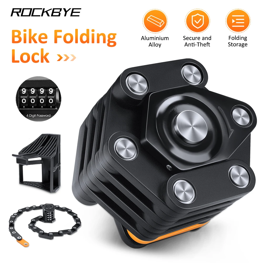 Rockbye Foldable Bicycle Lock Anti-theft Heavy Duty Chain Cable Padlock MTB Road Bike Hamburg Locks for Scooter Electric E-Bike