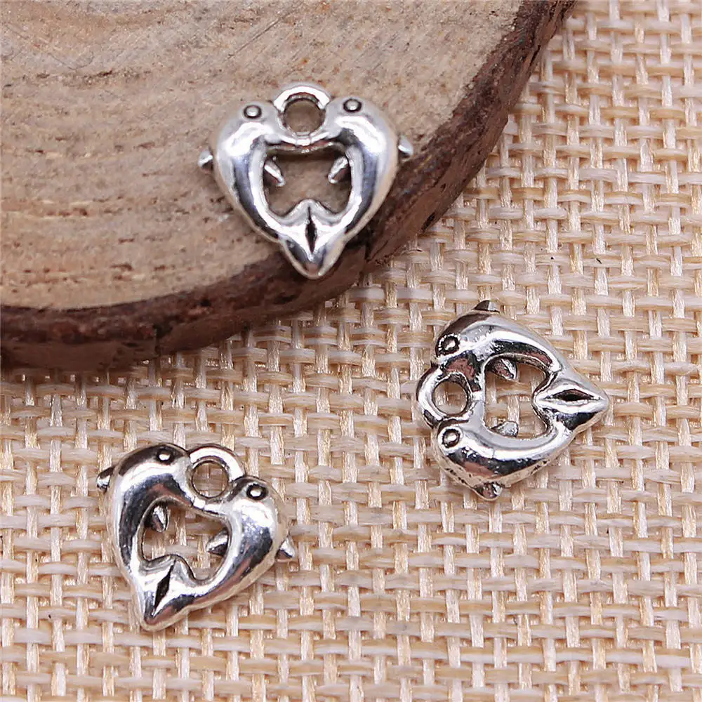 Findings Dolphins Love Dolphins Two Dolphins Charms Jewellery Making Supplies 11x11mm 20pcs