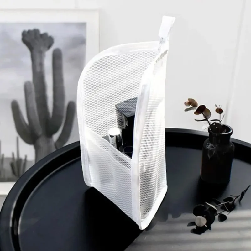 Standing Mesh Toiletry Bag Women Portable Cosmetic Makeup Organizer Travel Waterproof Toothbrush Storage Case Beauty Pouch