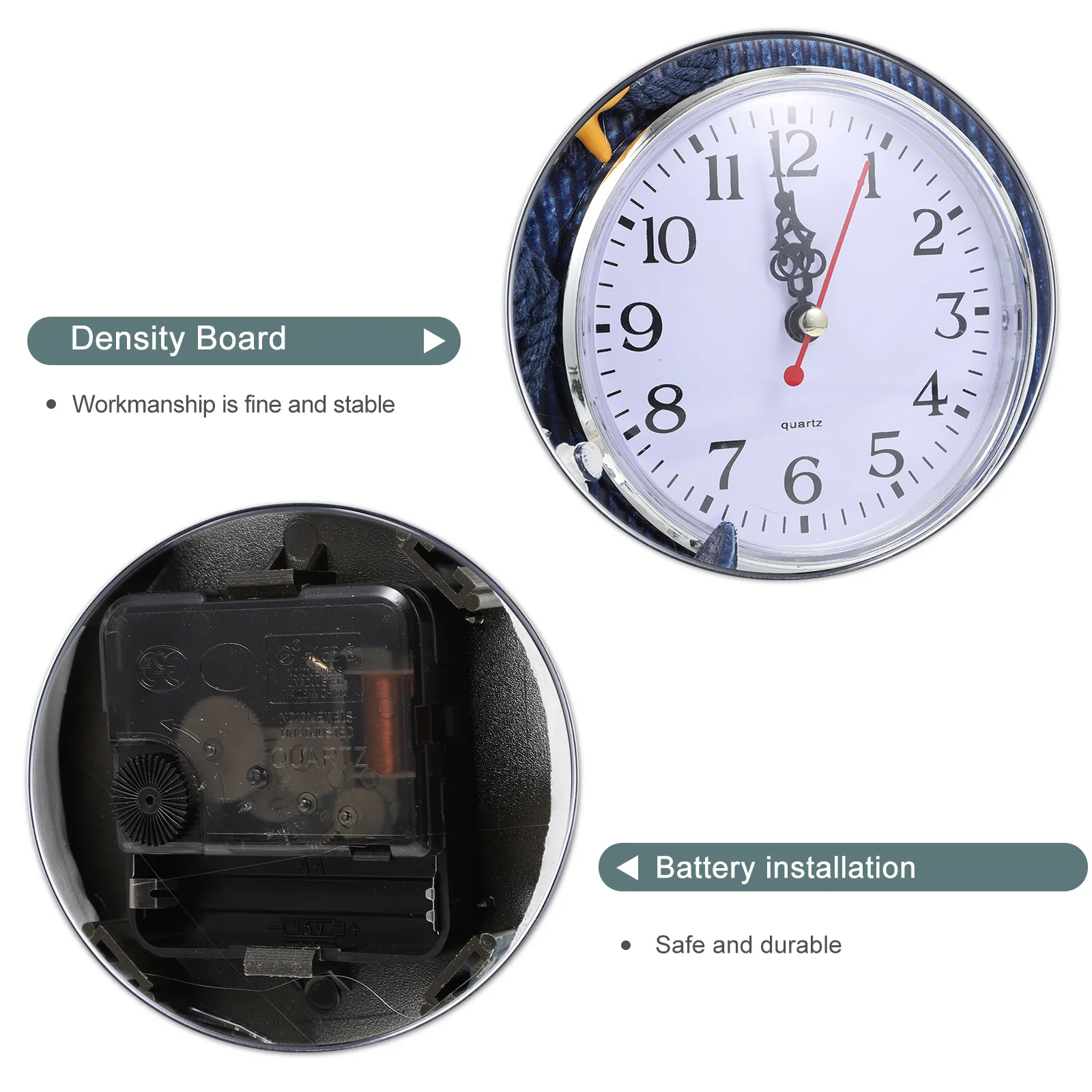 

1pc Mediterranean Style Clock Ocean Theme Household Clock Household Decor Living Room Desktop Ornament Home Art Piece