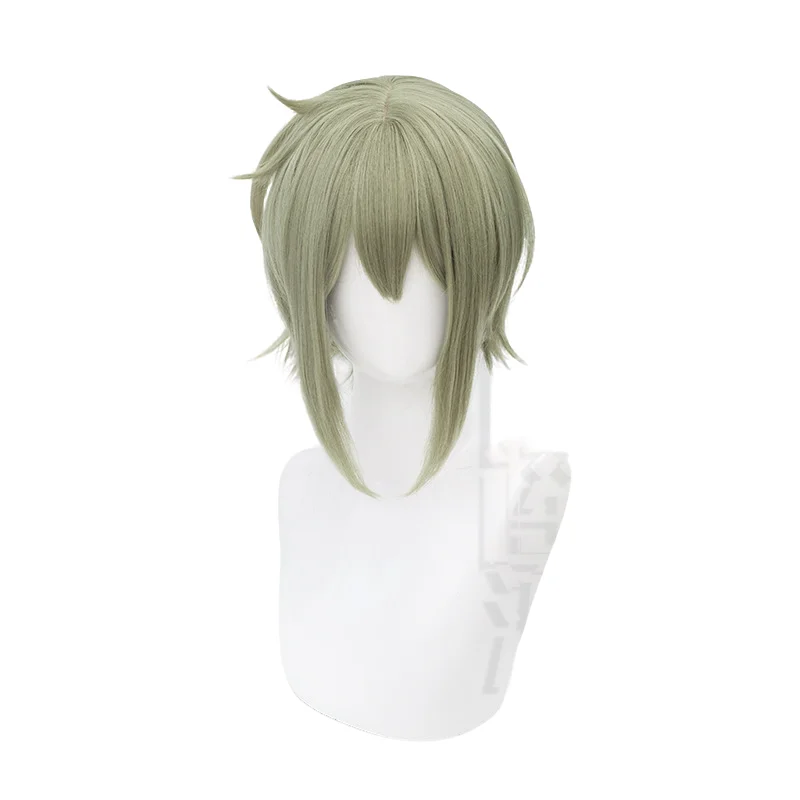 A bruxa de mercúrio elaneres cos peruca 40cm verde resistente ao calor cabelo sintético festa de halloween anime cosplay perucas + peruca boné