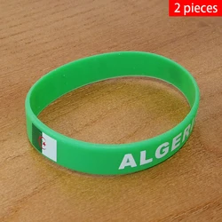 2pcs Algeria National Flag Wristbands Sports Silicone Bracelet Men Women Rubber Band Patriotic Commemorative Fashion Accessory