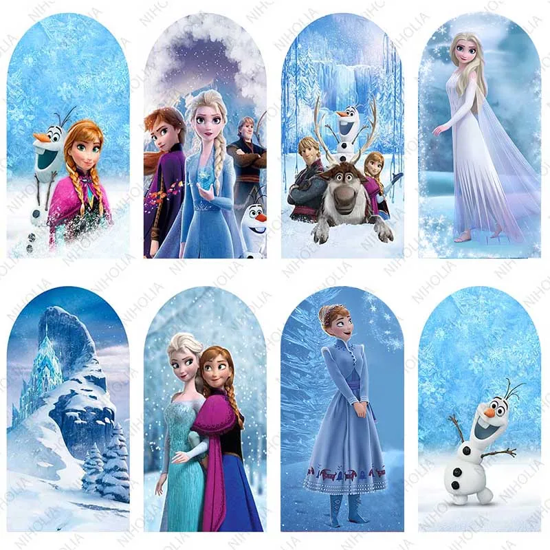 Frozen Elsa Princess Arch Covers Backdrops Ice Snow Castle Canvas Girls Birthday Party Wedding Arch Walls Photocall Background