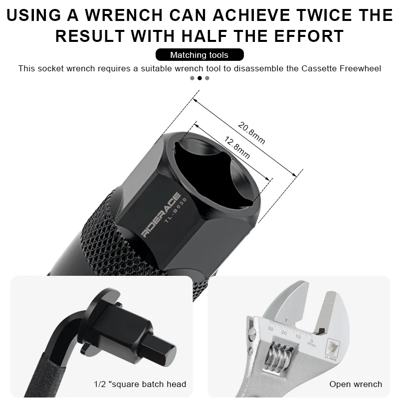 Bicycle Cassette Lockring Removal Tool 12 Teeth CR-V Steel Bike Cassette Flywheel Sprocket Remover Wrench Cycling Repair Tool
