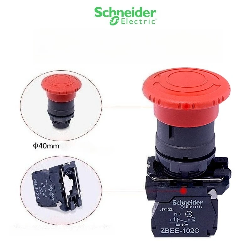 2pcs Schneider XB5-AS545C Rotary Reset Emergency Stop Button Switch XB5AS541C XB5AS542C XB5AS543C XB5AS544C XB5AS New Original