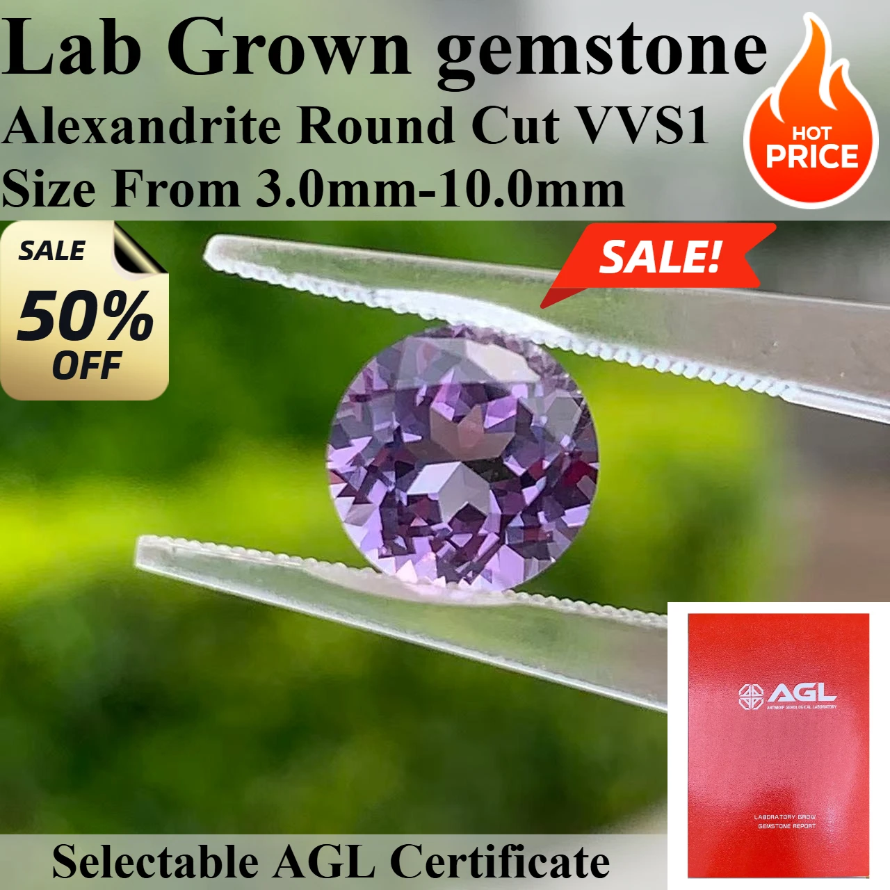 Alexandrite Round Cut High Quality Lab Grown Gemstone for DIY Advanced Jewelry Making Materials Selectable Certificate