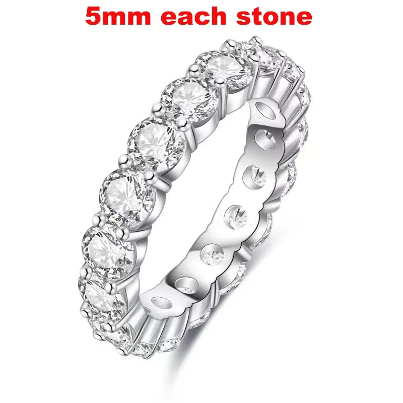 Smyoue 2-5mm Volledige Moissanite Ring voor Vrouwen Fonkelende Bruiloft Eternity Bands 100% S925 Sterling Zilveren Sieraden Klassieke ring