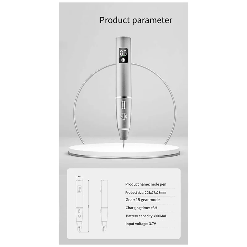 قلم اكتشاف مستقر الخلد قلم اكتشاف بالليزر أداة تجميل قلم اكتشاف غير مؤلم فضي رمادي مجموعة واحدة