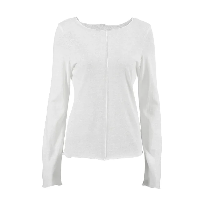 

New Interior Round Neck Pullover Long Sleeved T-Shirt Fashionable Women's Versatile Top