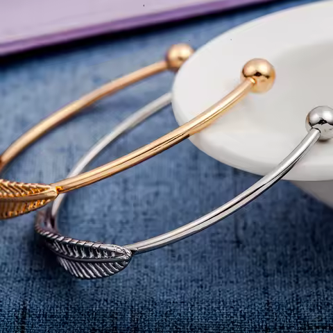 New Pop Silver Color Leaf Bracelet For Women Fashion Simple National Style Retro Open Creative Jewelry Gifts