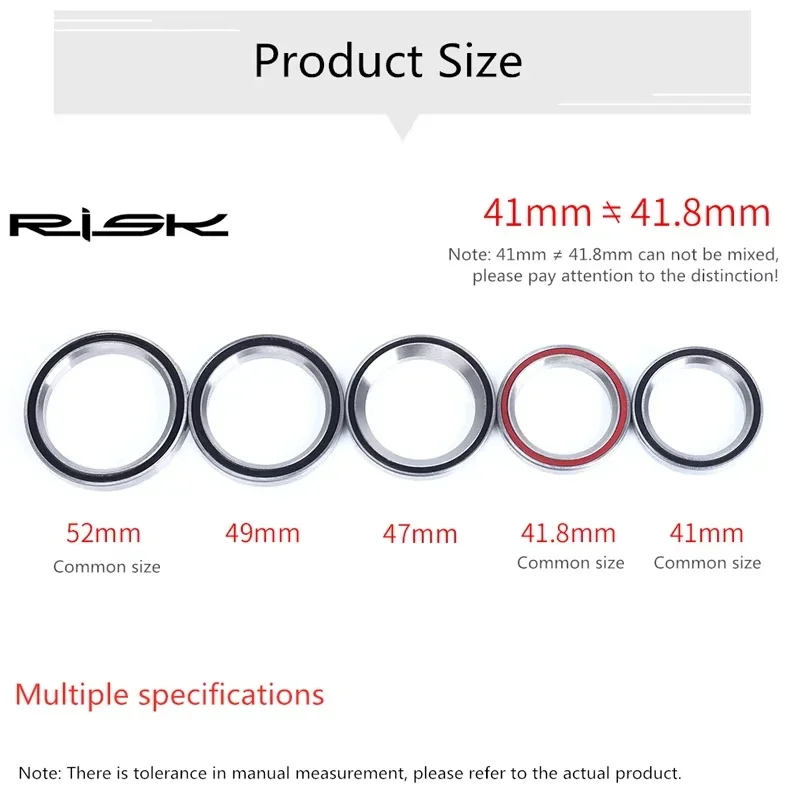 RISK Bicycle Headset Bearing for 28.6/44/30mm Mountain Road Bike Integrated External Headsets Repair Parts 41/41.8/47/49/51/52mm