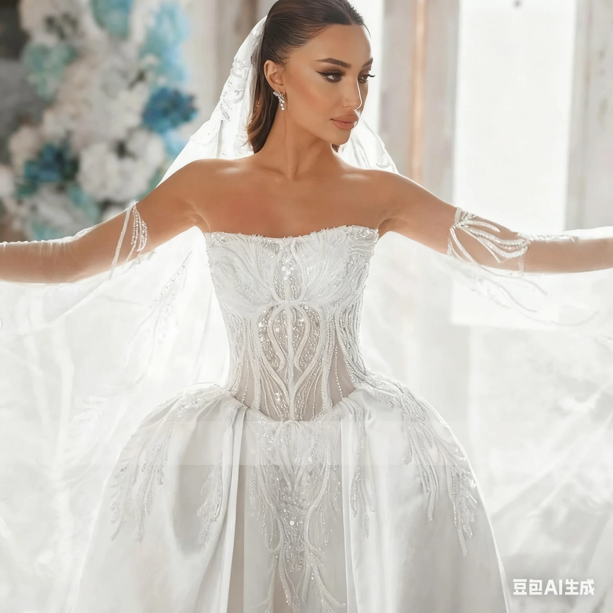 Aangepaste 2026 A-lijn elegante trouwjurken strapless vestido de novia kant afneembare trein mat satijn vintage robe de mariee