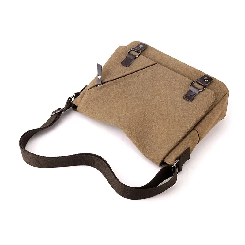 Mochila Horizontal de lona para hombre, bolso cruzado de un solo hombro, Retro, Simple, de gran capacidad, informal, nuevo