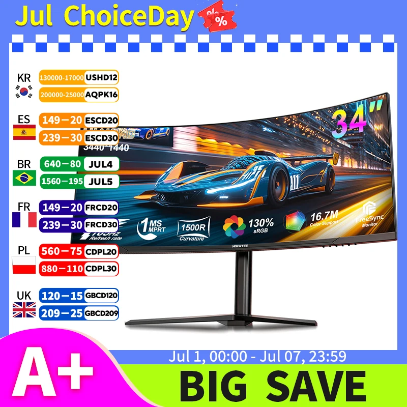 Monitor Curvo HGFRTEE 34 WQHD 165Hz