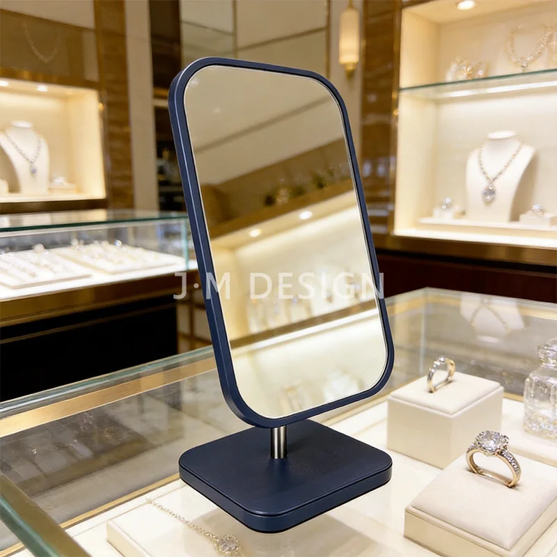 2pcs/lot  High Definition Luxury Tabletop Jewelry Mirror Stainless Steel Stand Design for Jewelry Store Display Counter Shop