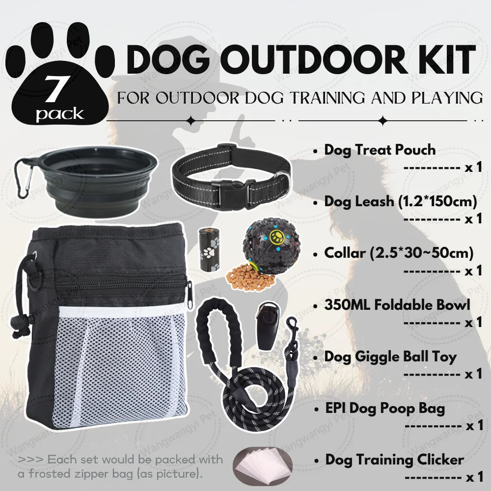 7点セット 犬用おやつポーチ 折りたたみ式犬用ボウル ペット - Training Clicker Dog のレビューと価格