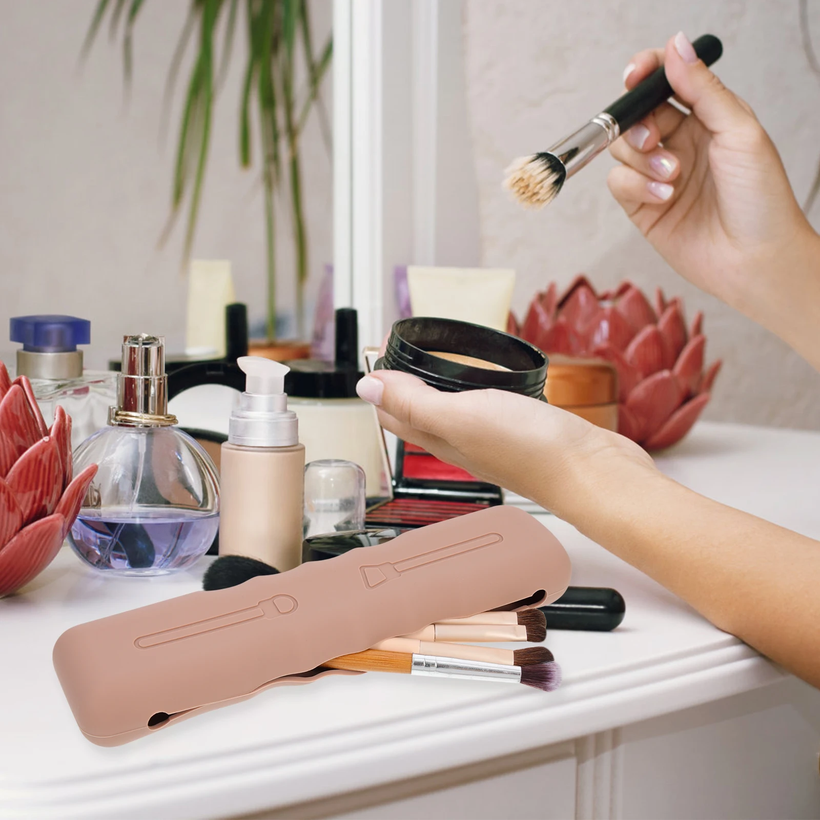 

Silicone Makeup Brush Bag Multifunctional Travel Holder Pouch Organizer Storage For Women Tools Beauty Portable