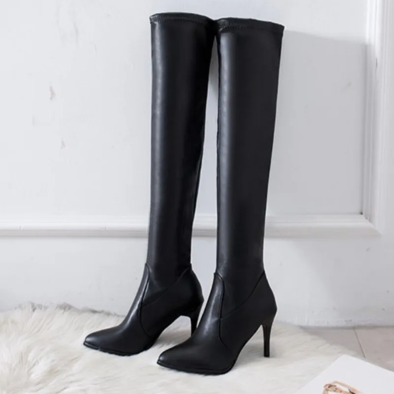 Women's Thin Heel Single Boots Winter New Fashion Pointed Sleeve Anti-slip Wear Over The Knee Boots