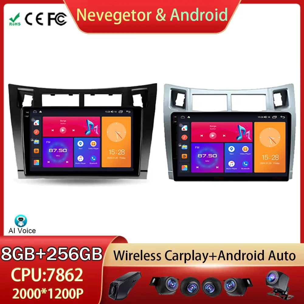 

Car Radio For Toyota Yaris XP90 2005 - 2012 Android Auto GPS Navigation Head Unit Multimedia Video Player 5G WIFI BT No 2din DVD