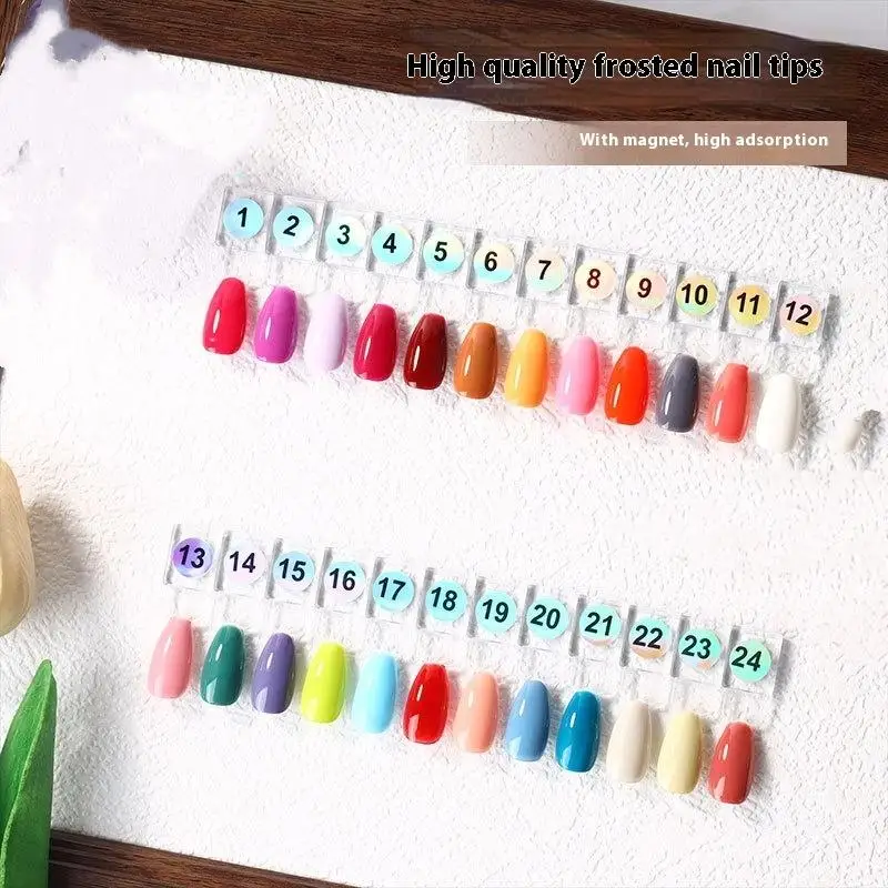 24개입 매니큐어 컬러 차트 자석형 인조 손톱 팁 디스플레이 투명 컬러 카드 매니큐어 젤 스탠드 보드 네일 팔레트 네일 글루 연습용