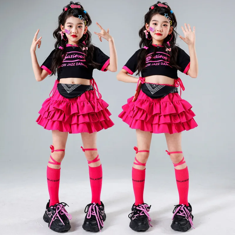 أطفال الهيب هوب ملابس المحاصيل القمم السراويل الشارع الرقص الجاز الحلو ازياء الفتيات السراويل البضائع السوداء الأطفال ملابس الشارع الشهير مجموعات #2