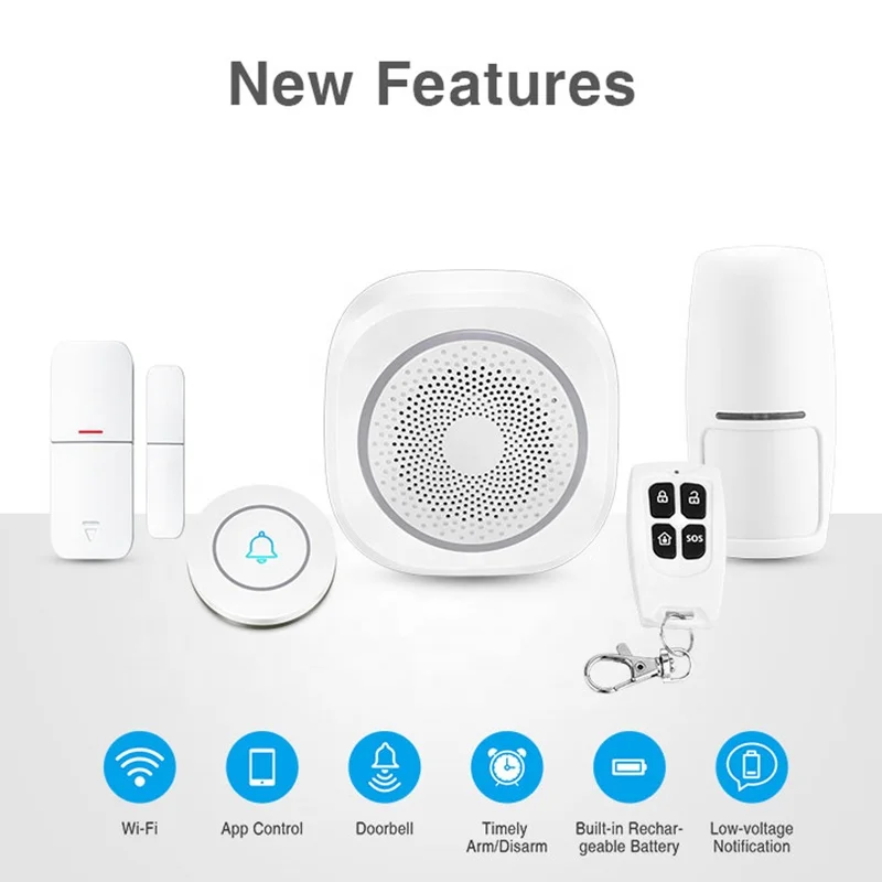 Smart home anti-theft system 3-in-1 gateway with audible visual alarm WIFI sensor PIR smart home kit and system