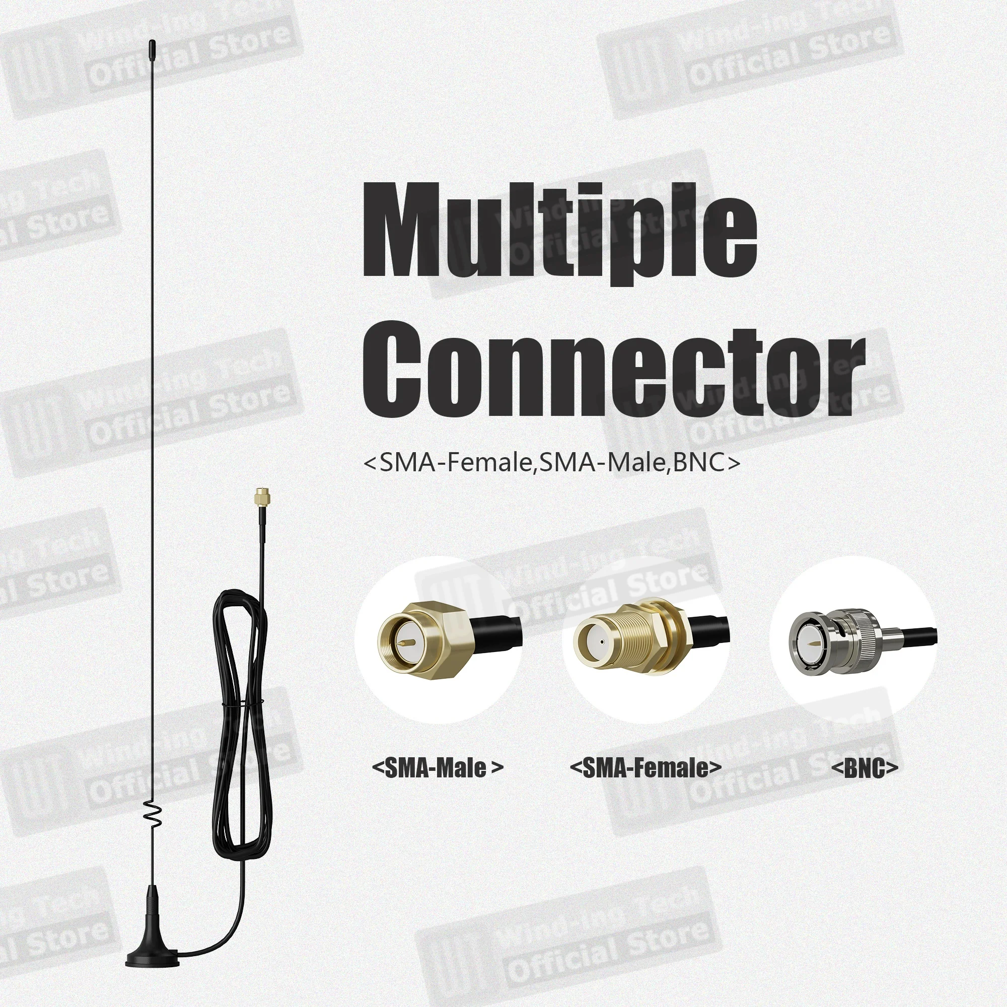 UT-108UV Car Radio Antenna SMA-F SMA-M BNC Connector High Gain Dual Band 3 Meters Compatible with Quansheng Baofeng TYT Radio - view 3