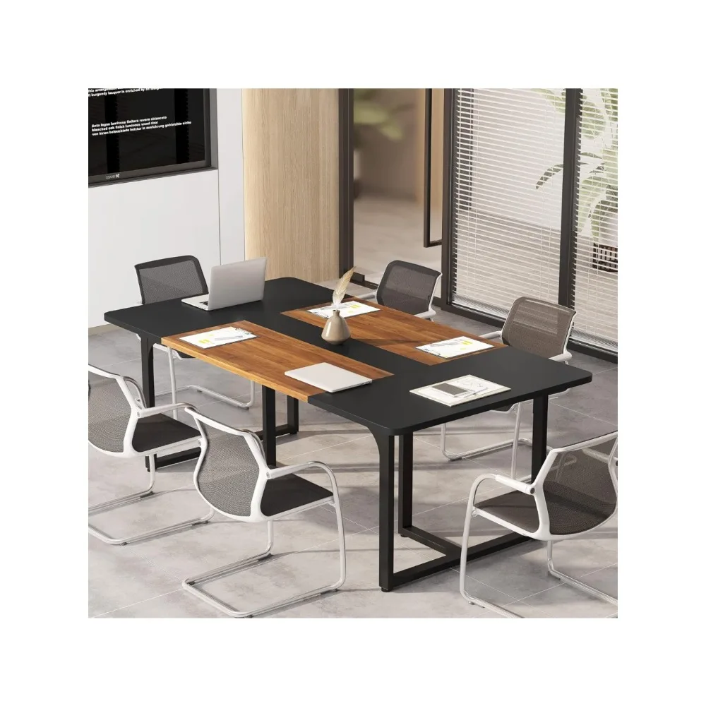 6FT Conference Table, 70.8" Meeting Seminar Table Up, Business Style Large Office Conference Room Table Boardroom Desk
