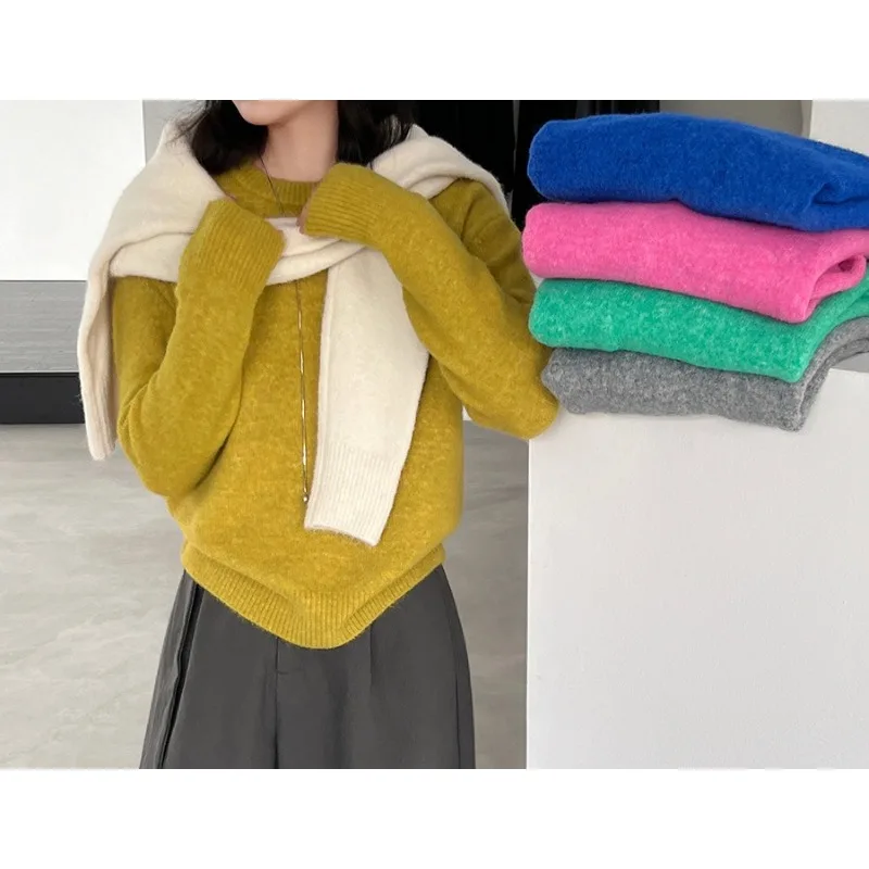 

ZEMORENXMZ Winter Ladies Sweater Young Simple Warm Loose Versatile Comfortable Knitted Top Women's Sweater 2025 NEW