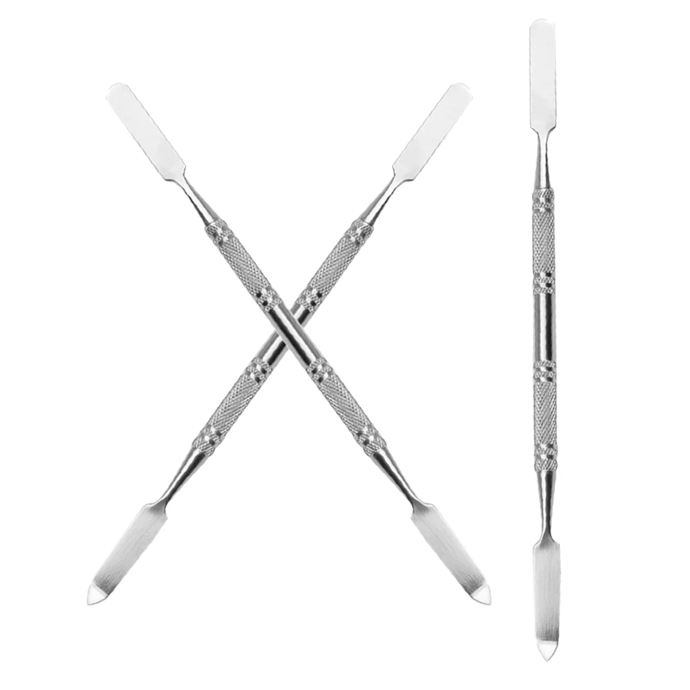

3 Pcs Embossing Stick Gel Stirrer White Stainless Steel Depotting Tool for Makeup Mixing Foundation Mini Metal Spatulas