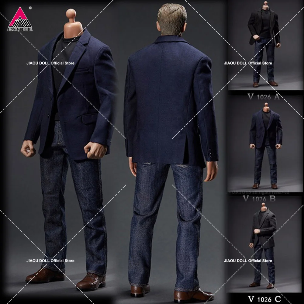 

VORTOYS V1026 1/6 Trend Mens Casual Suit Jacket Shirt Jeans Clothes Model Fit 12'' COOMODEL Narrow Shoulder Action Figure Body