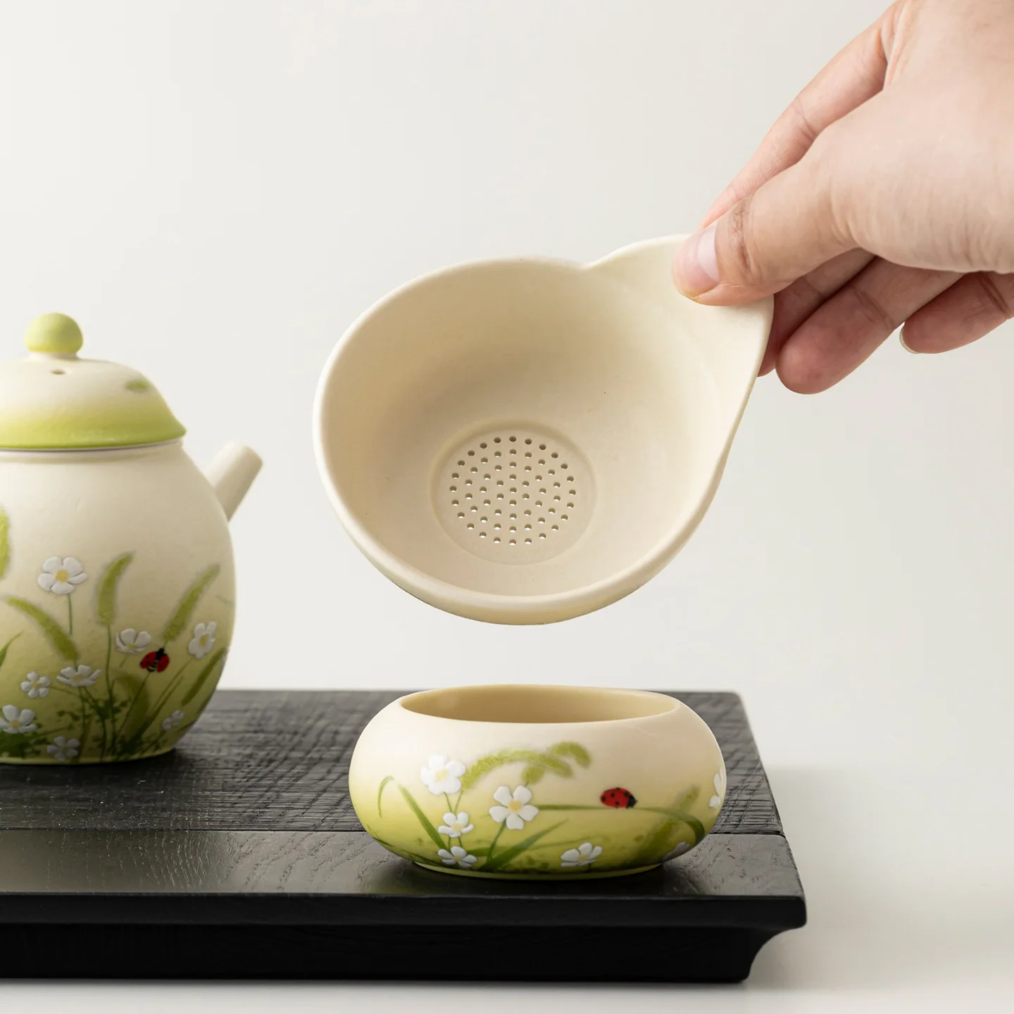 Yankuang Bai Zhongxia Wuyou Filter Set Tea Strainer Tea Set Accessories All-Ceramic Filter Hole Tea Leaf Separation Filter