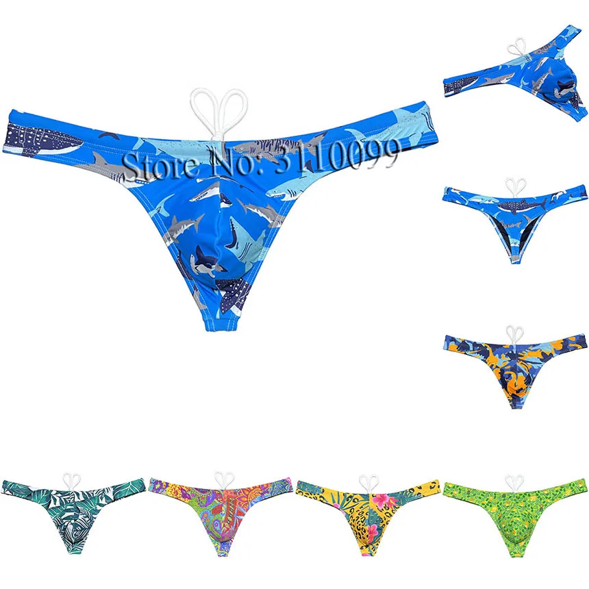 Polychrome Men's Swimsuit Bikini Beachwear Lining Swim Thong Trunks Swimwear