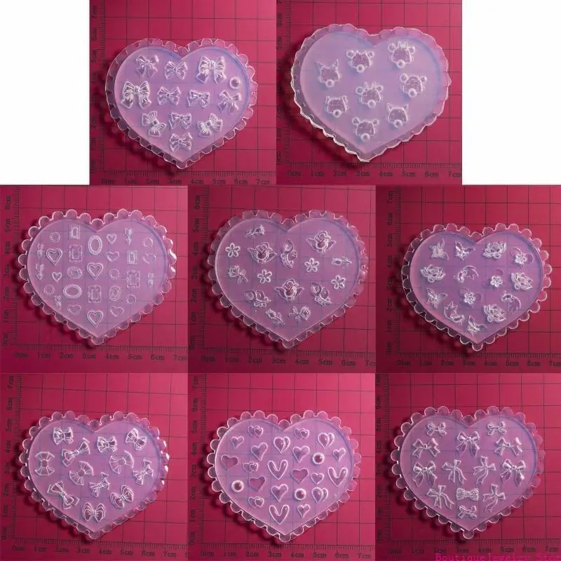

E1PE Art Mold Silicone Bow Heart Art Decortive Mold Art Making Tool