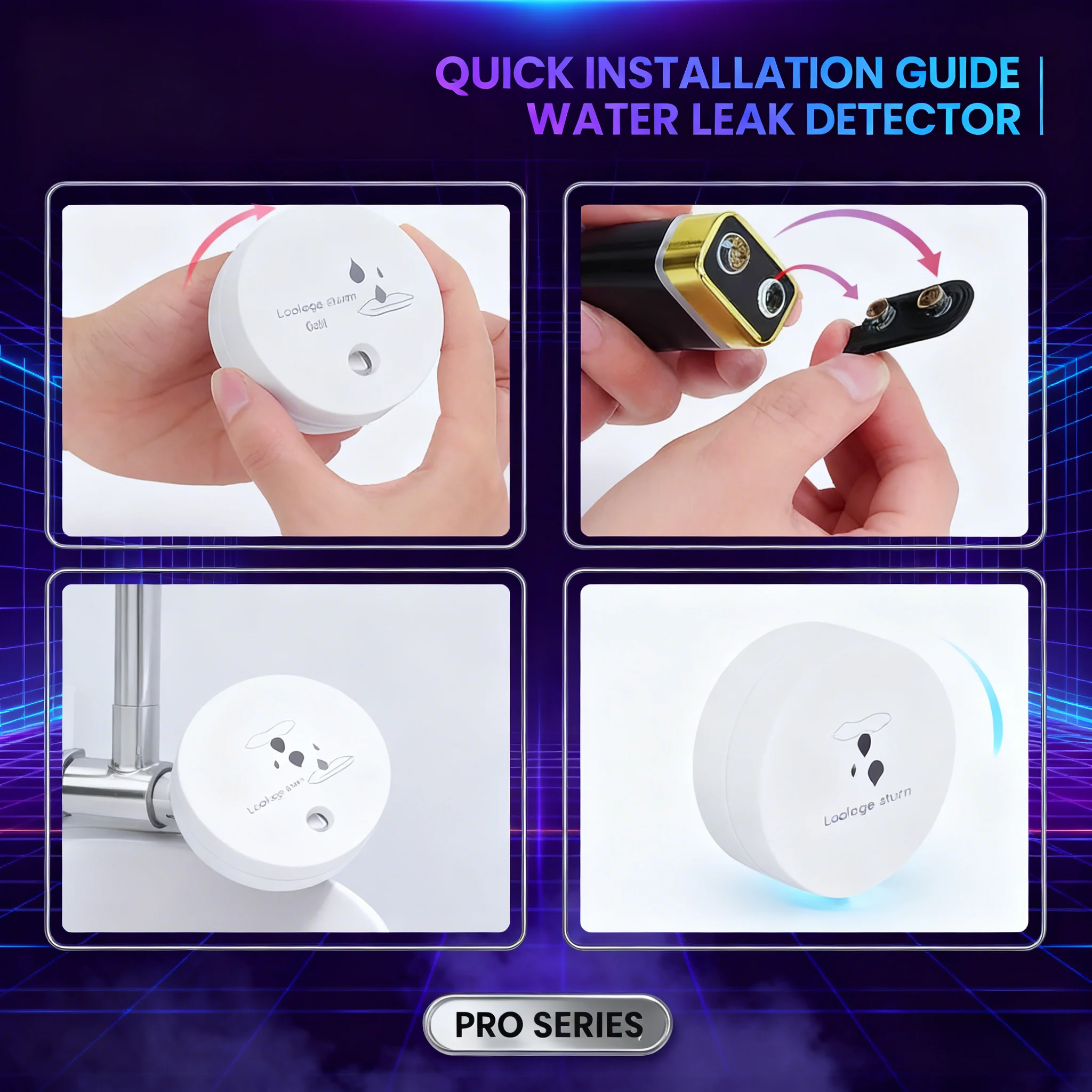 

IP67 Водонепроницаемая сигнализация об утечке воды 8 см, датчик с тройным зондом 90 дБ для домашнего туалета ЕС/под раковиной