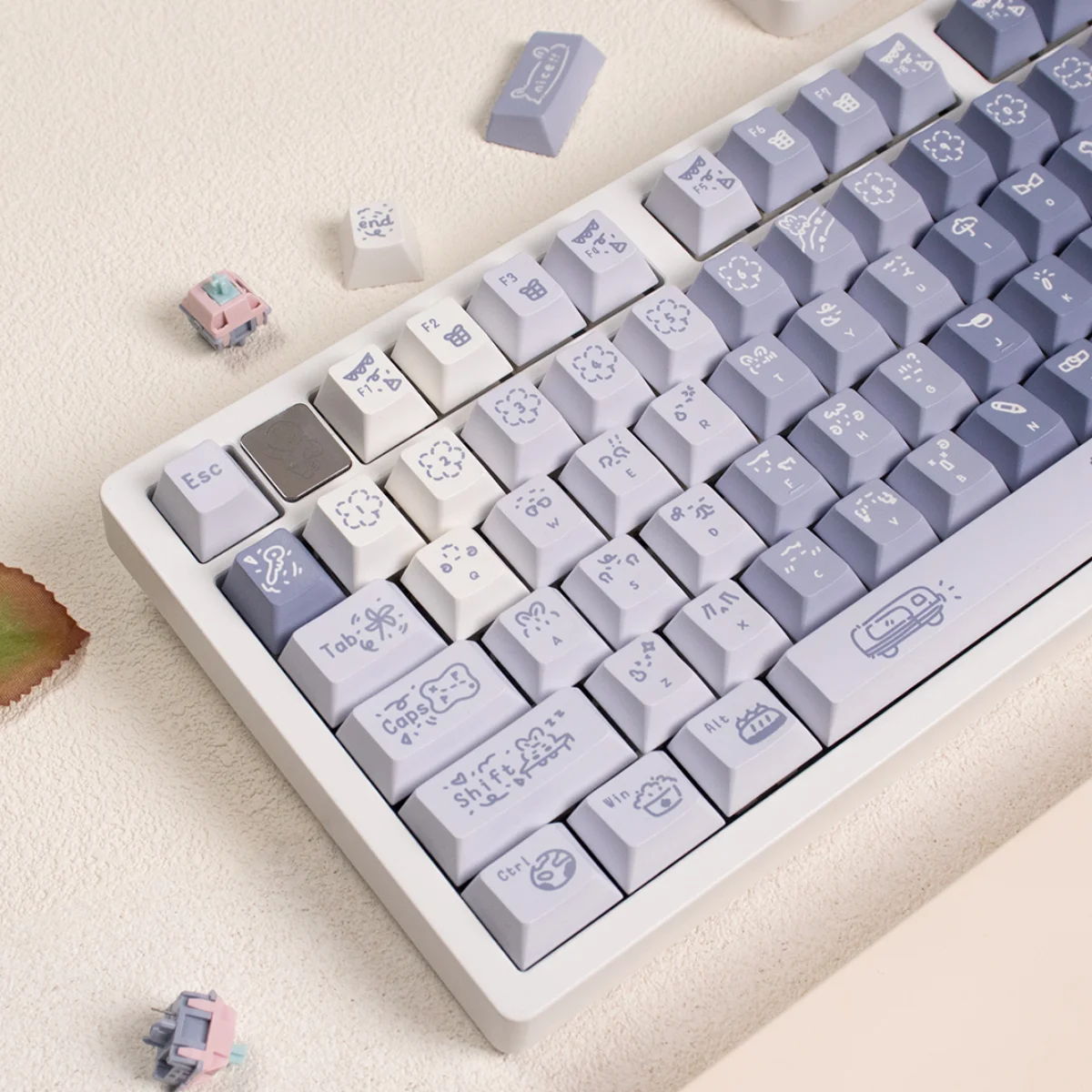 Kindergarten Thema Keycap Set pbt Sublimation Kirsche/Ure Profil Seite gravierte Keycaps für DIY mechanische Tastatur niedlichen Key Caps