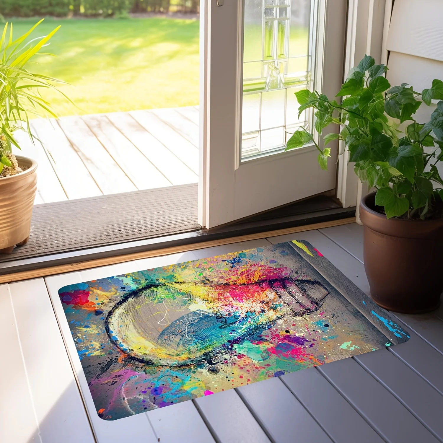 Inspiration Light Bulb Graffiti Flannel-printed floor mats are slip-resistant Suitable for living room bedroom terrace carpets