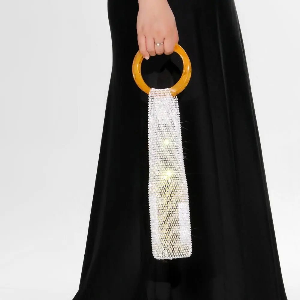 Portable Rhinestone Diamond Wine Bag Resin Handle Handwoven Bling Bottle Cover Hand-carrying Bottle Bag Christmas