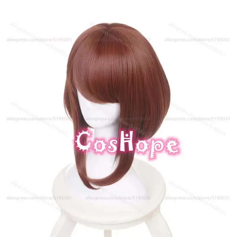 MHA OCHACO URARAKA Peluca corta Bob marrón para mujer, pelucas sintéticas resistentes al calor para Cosplay de Anime