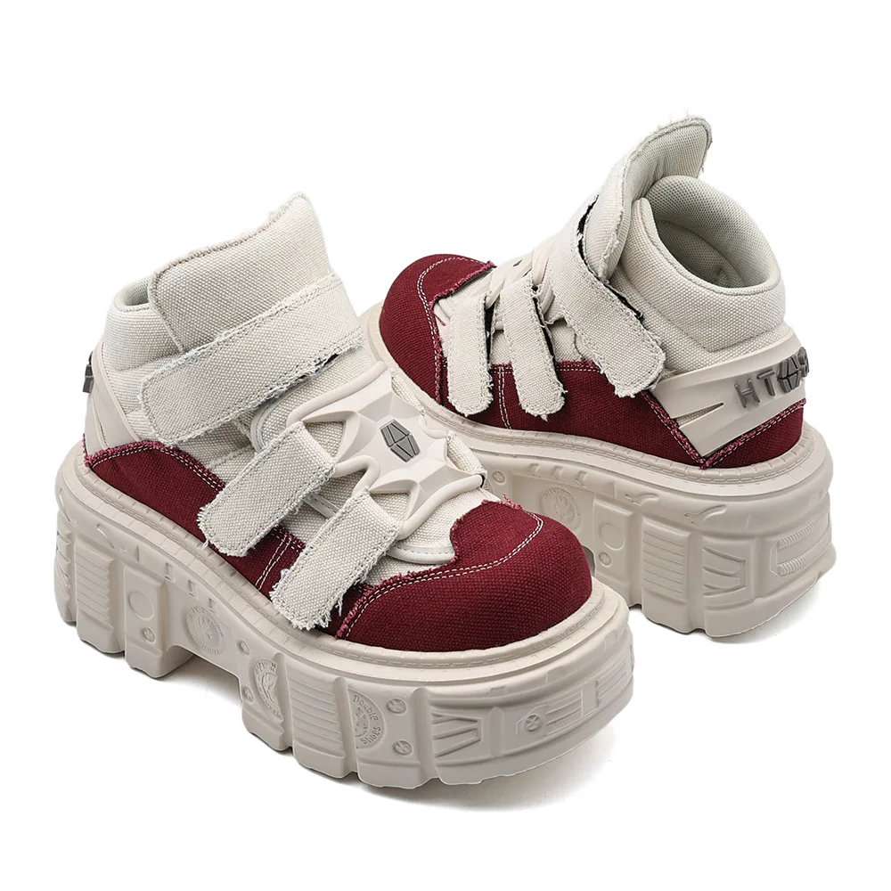 

Мужские и женские высокие ботинки в стиле панк. Мужская и женская мотоциклетная обувь на платформе со шнуровкой. Женские ботинки.