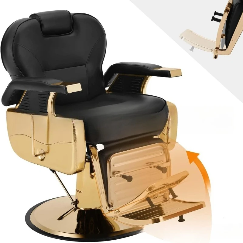 Light Luxury Barber Chair Golden Hair Chair Rotating Lifting Cutting Chair