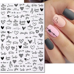 3d Love Letters Arrow Leaves Valentine Day Heart Nail Art Stickers Adhesive Sliders Nail Decals Decoration Manicure Accessories