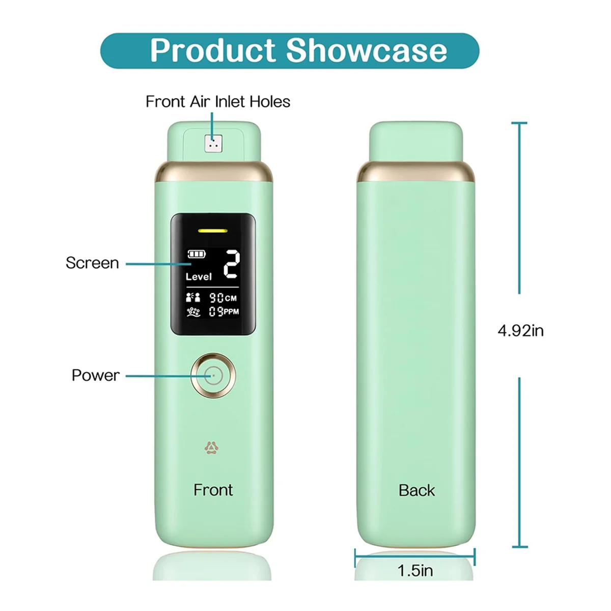 A20M Oral Odor Freshening Rate Detector, Portable Oral Breath Monitor with Real-Time Odor Checking, Professional Green