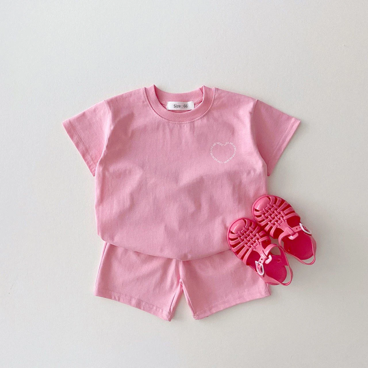 Ensemble T-shirt et short à manches courtes pour bébé fille et garçon, tenue d\'été basique et mignonne avec couture pour documents, 2 pièces