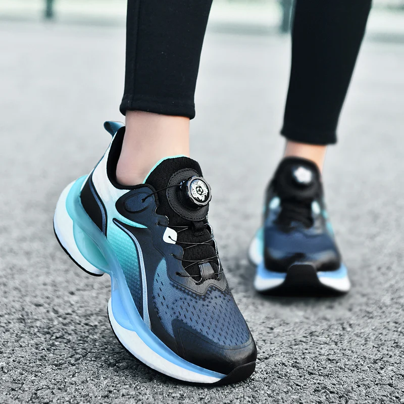 Rotating Buttons Runing Shoes Men Women Fashion Reflective Sneakers Men Cushioning Jogging Sports Shoes Anti Slip Training Shoes