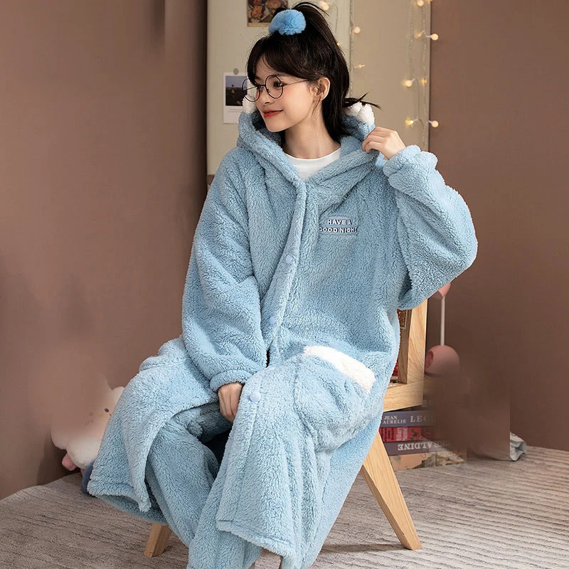 Ensemble pyjama et pantalon requin bleu pour femme, costume de fête de vacances, jolie robe de nuit chaude, à capuche, glouton, vêtements décontractés, vêtements de maison féminins